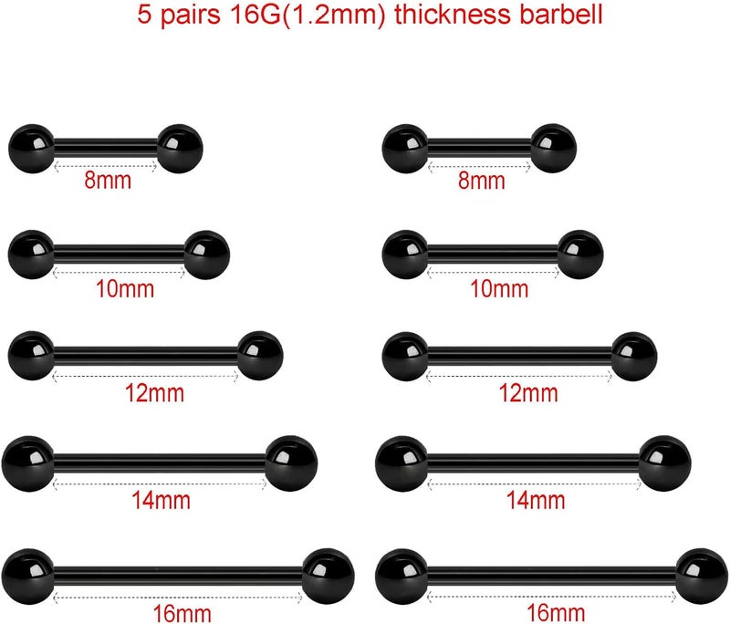 NewkeepsR 20G/18G/16G/14G/12G/10G Medical Implant Steel Nipple Tongue Piercing Barbell,Industrial Tongue Cheek Dimple Bars - Image 2